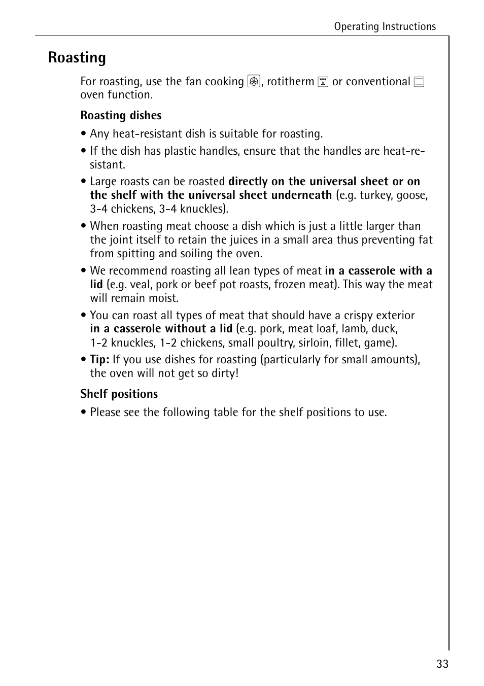 Roasting | Electrolux B4140-1 User Manual | Page 33 / 64