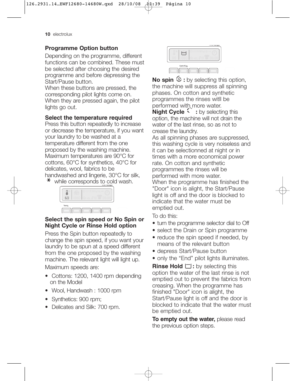 Electrolux LAVADORA EWF 14680W User Manual | Page 10 / 35