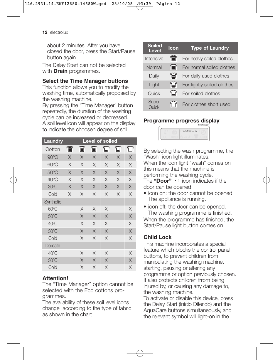 Electrolux LAVADORA EWF 14680W User Manual | Page 12 / 35