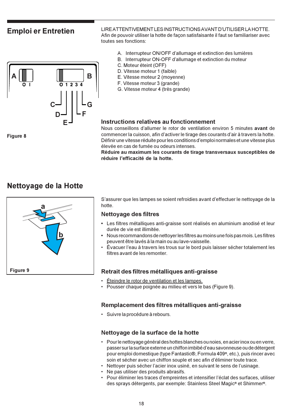 Emploi er entretien, Nettoyage de la hotte | Electrolux PLHV36W6CC User Manual | Page 18 / 32