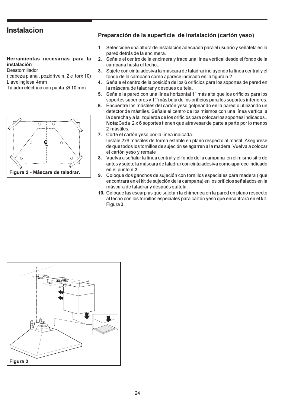 Instalacion | Electrolux PLHV36W6CC User Manual | Page 24 / 32
