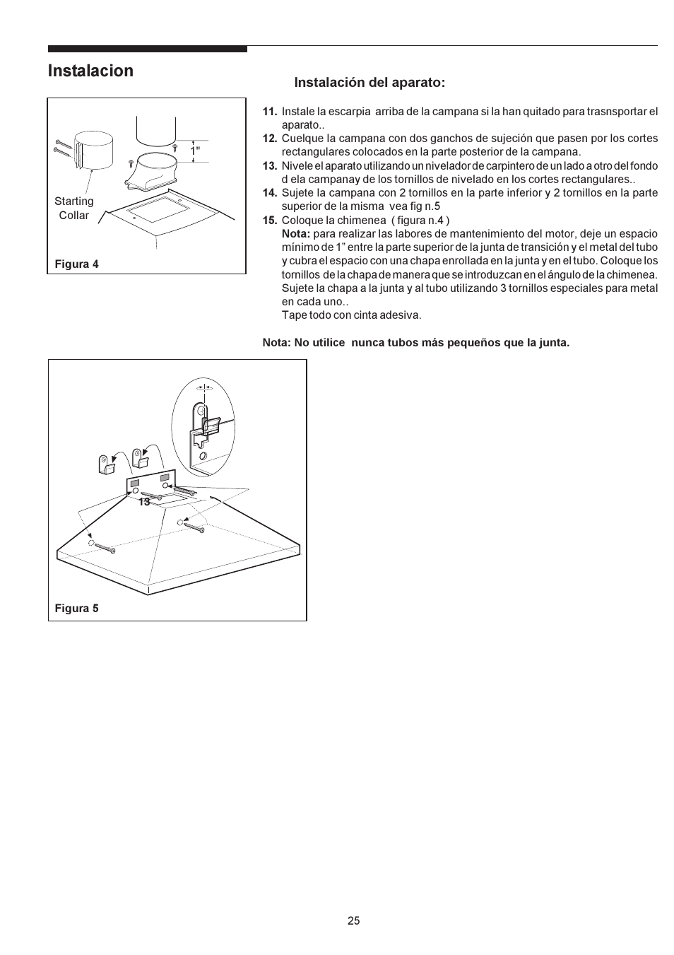Instalacion | Electrolux PLHV36W6CC User Manual | Page 25 / 32