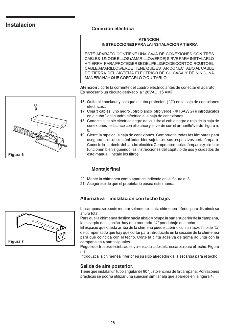 Instalacion | Electrolux PLHV36W6CC User Manual | Page 26 / 32