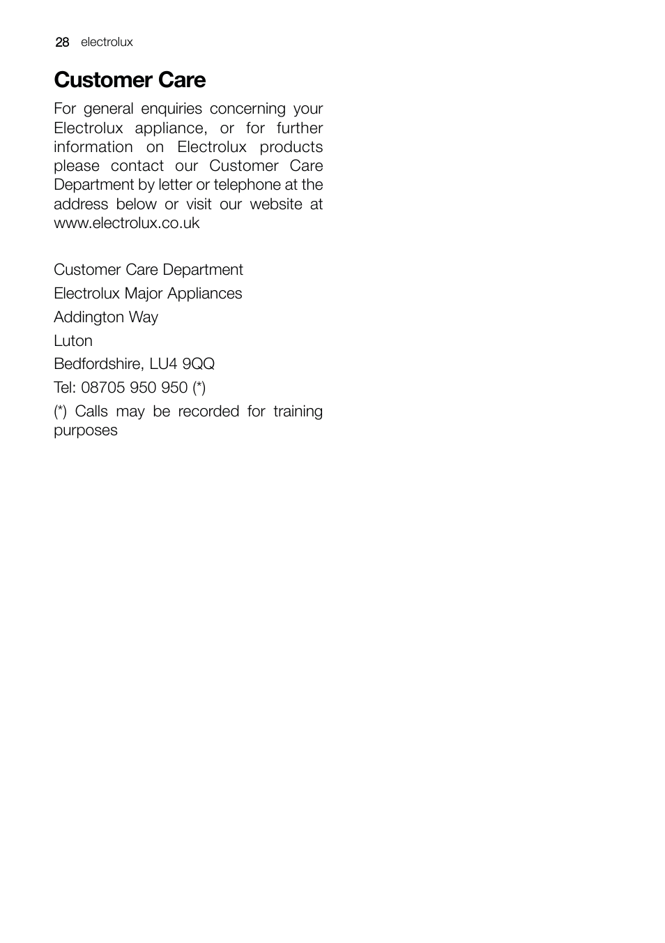 Customer care | Electrolux ERE 39392 X User Manual | Page 28 / 32