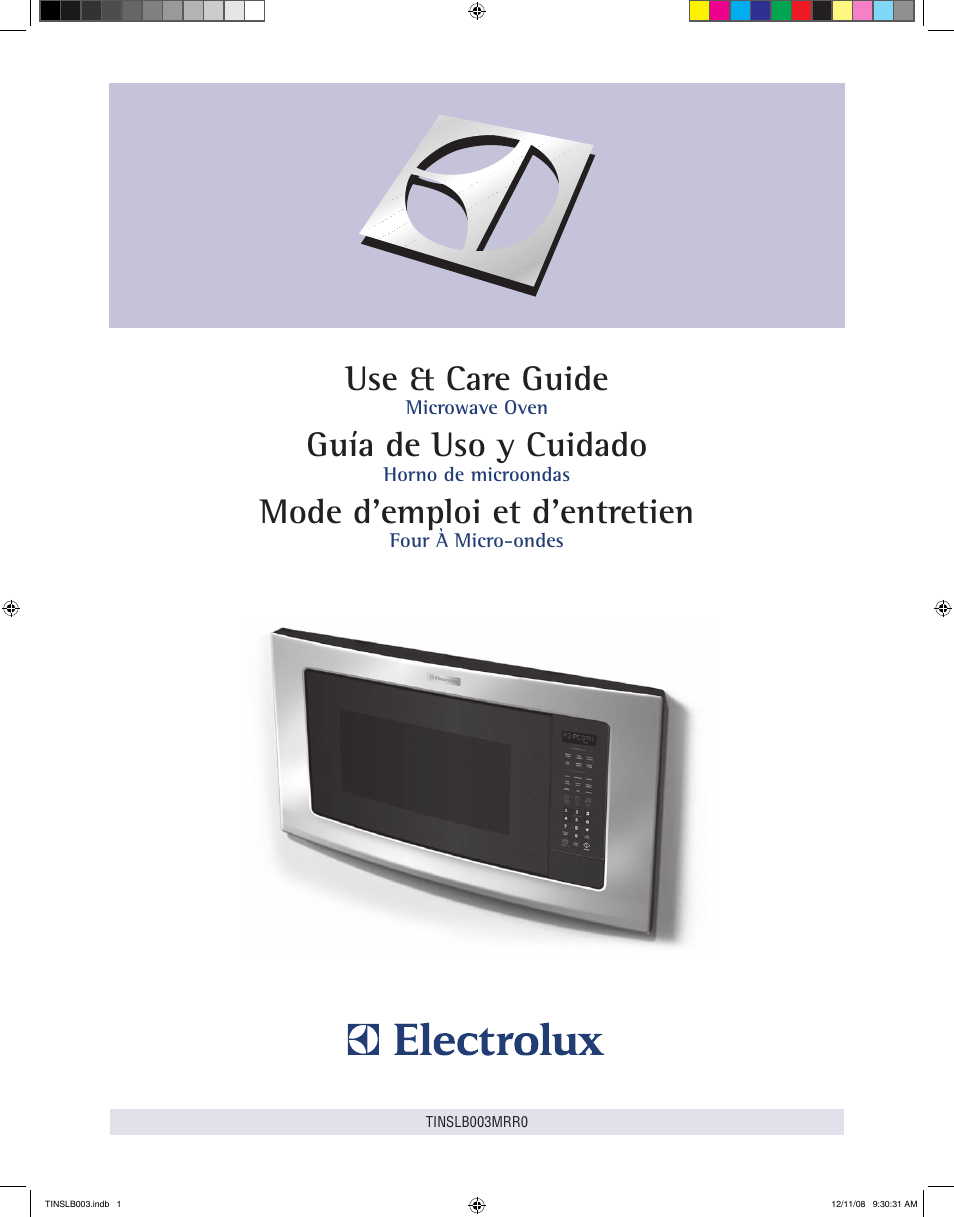 Electrolux Microwave Oven TINSLB003MRR0 User Manual | 30 pages