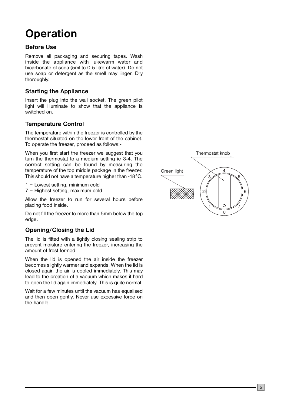 Operation | Electrolux ECN 1147 User Manual | Page 5 / 20