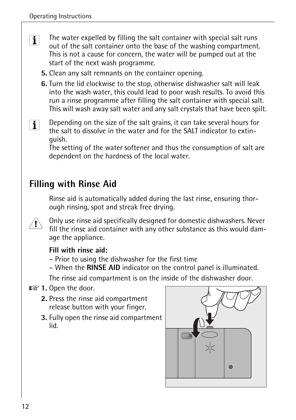 Filling with rinse aid | Electrolux 80860 i User Manual | Page 12 / 44