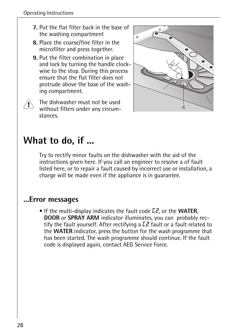 What to do, if, Error messages | Electrolux 80860 i User Manual | Page 28 / 44