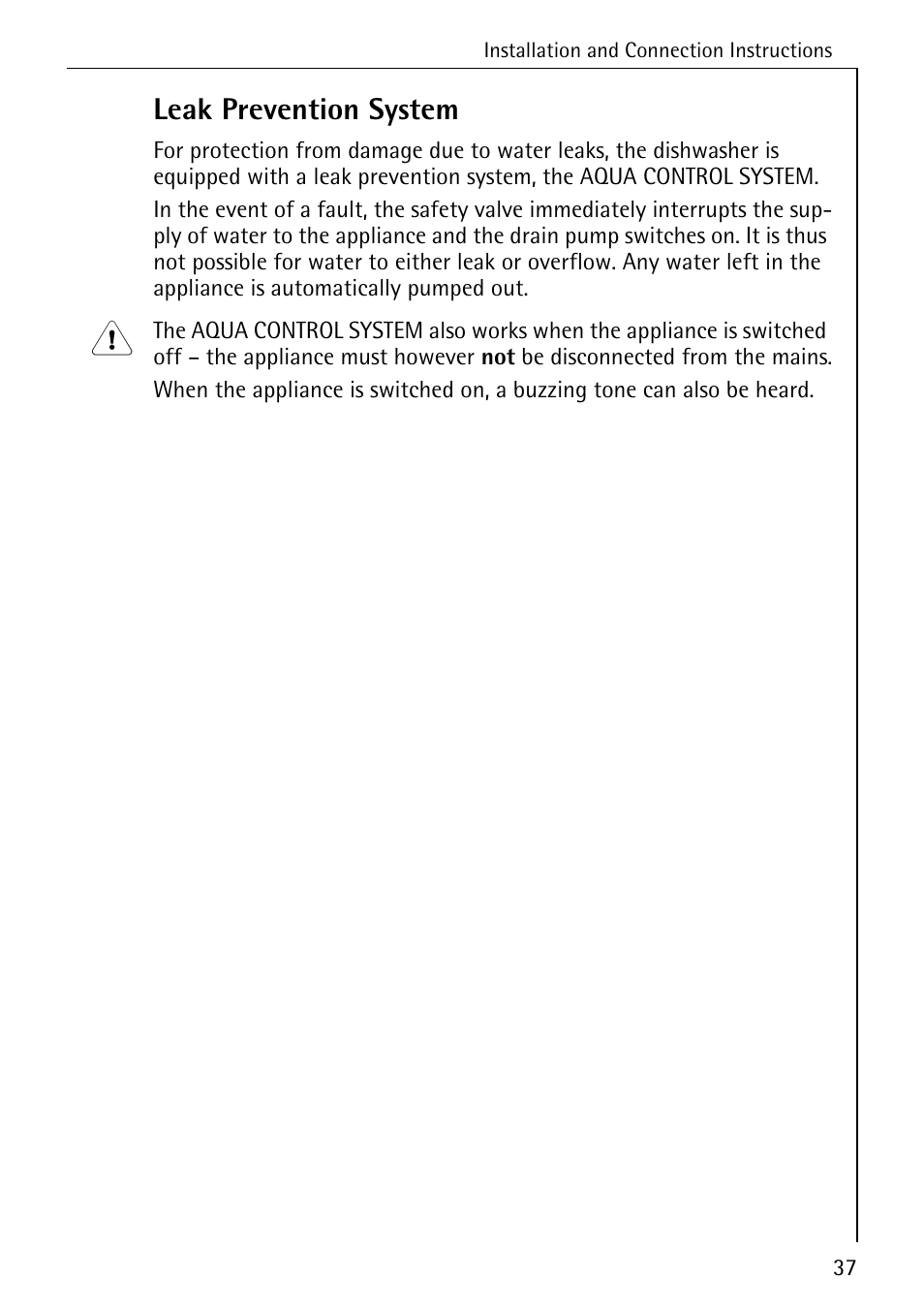 Leak prevention system | Electrolux 80860 i User Manual | Page 37 / 44