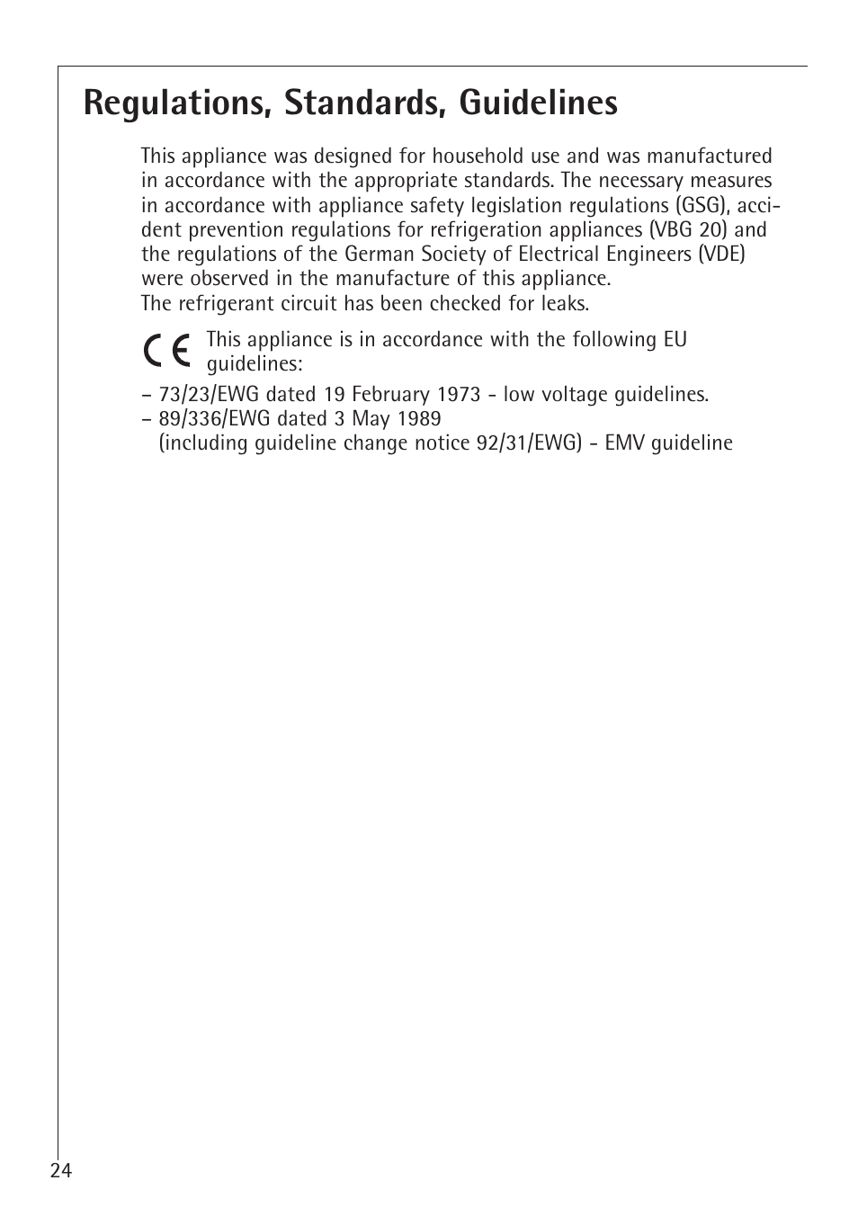 Regulations, standards, guidelines | Electrolux 70128 GS User Manual | Page 24 / 28