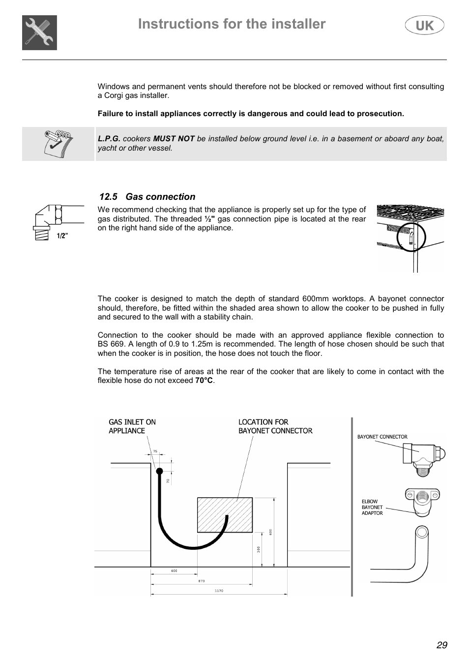 Instructions for the installer | Electrolux C41022GN User Manual | Page 29 / 36