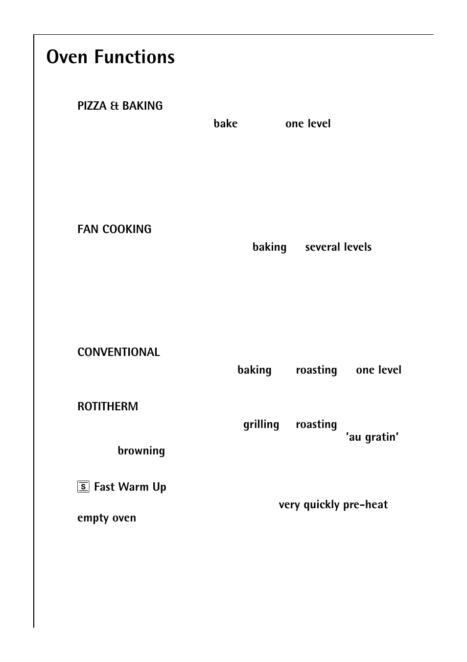 Oven functions | Electrolux B 81005 User Manual | Page 14 / 76