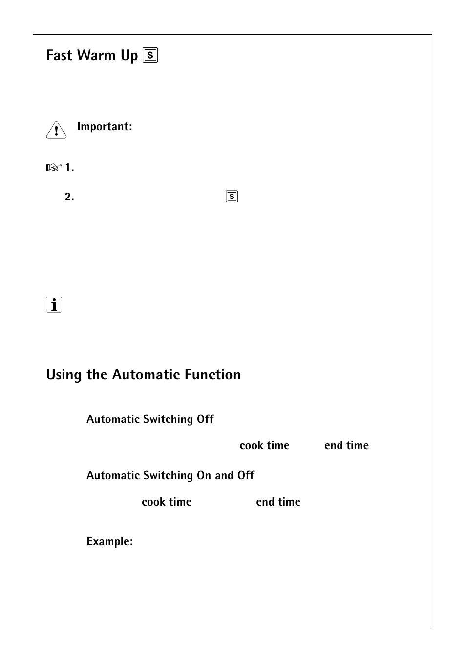 Fast warm up r, Using the automatic function | Electrolux B 81005 User Manual | Page 23 / 76