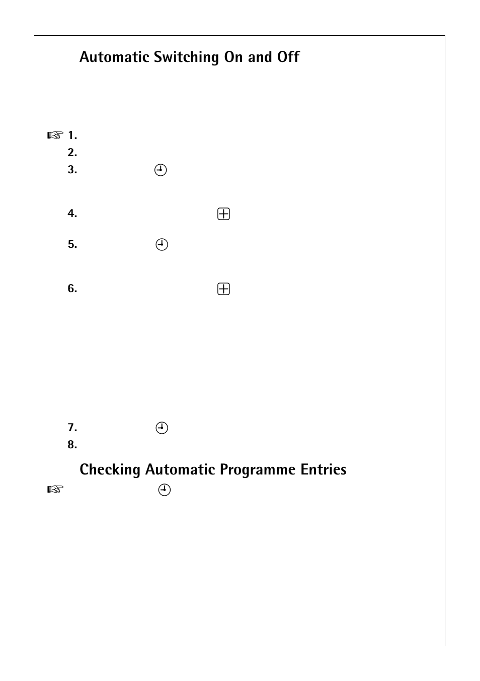 Automatic switching on and off, Checking automatic programme entries | Electrolux B 81005 User Manual | Page 25 / 76