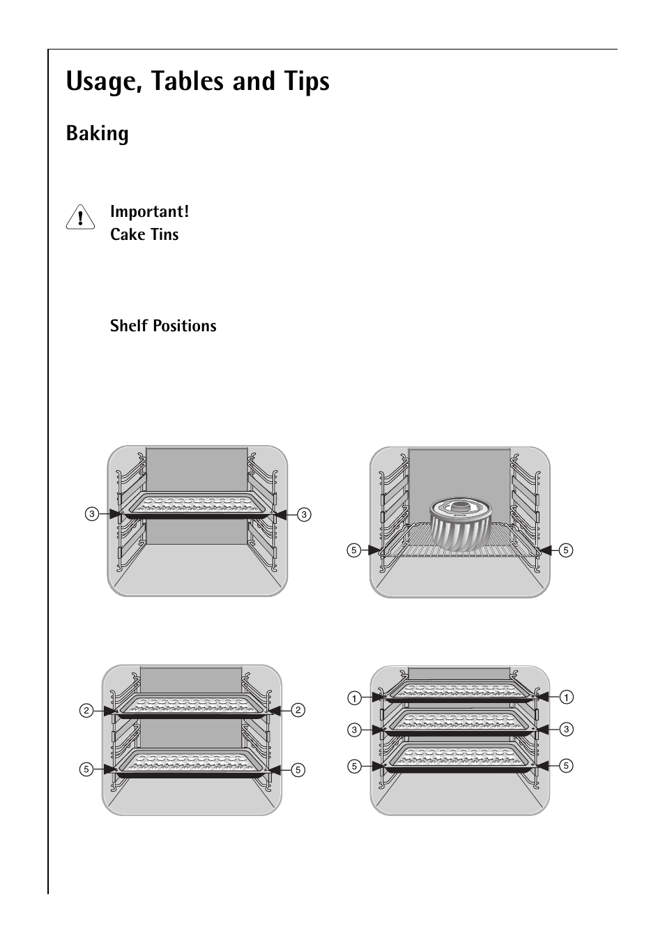 Usage, tables and tips, Baking | Electrolux B 81005 User Manual | Page 30 / 76