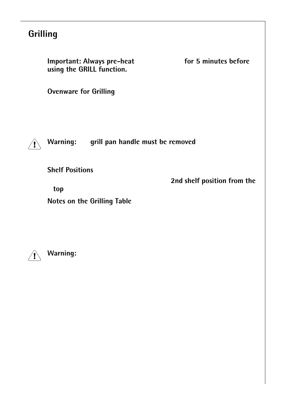 Grilling | Electrolux B 81005 User Manual | Page 41 / 76