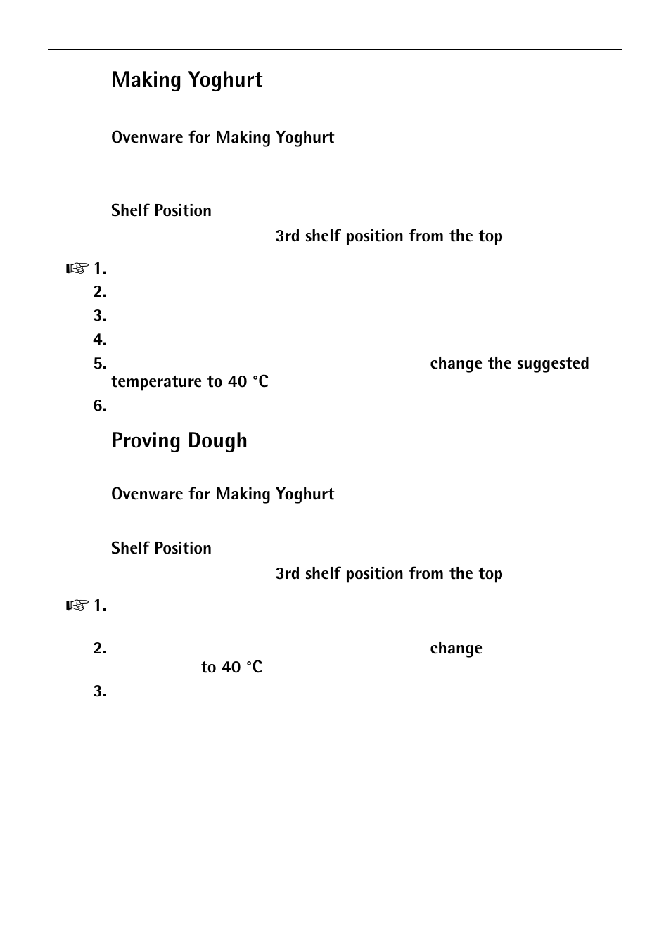 Making yoghurt, Proving dough | Electrolux B 81005 User Manual | Page 45 / 76