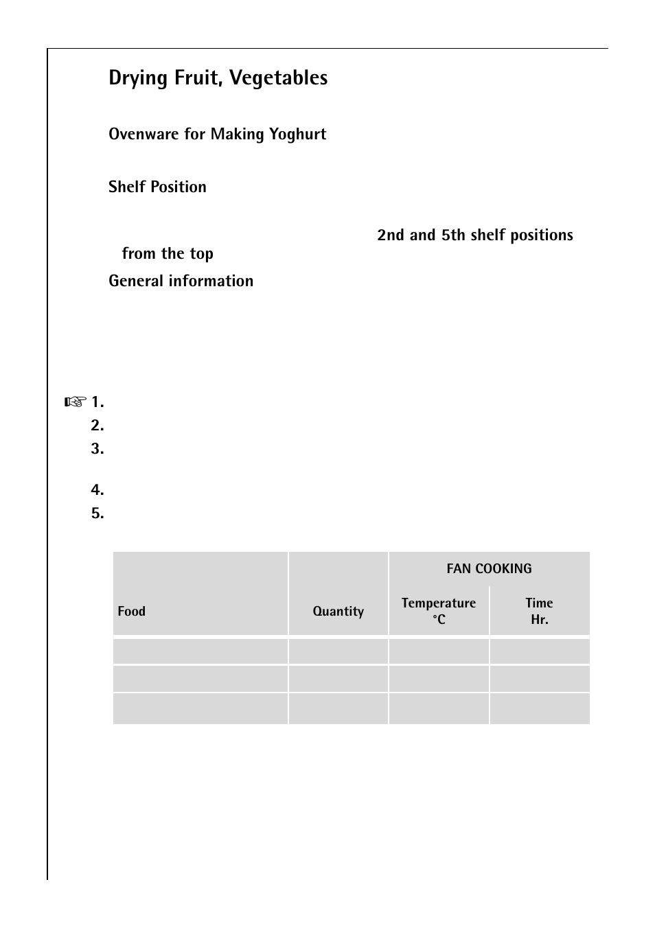 Drying fruit, vegetables | Electrolux B 81005 User Manual | Page 46 / 76