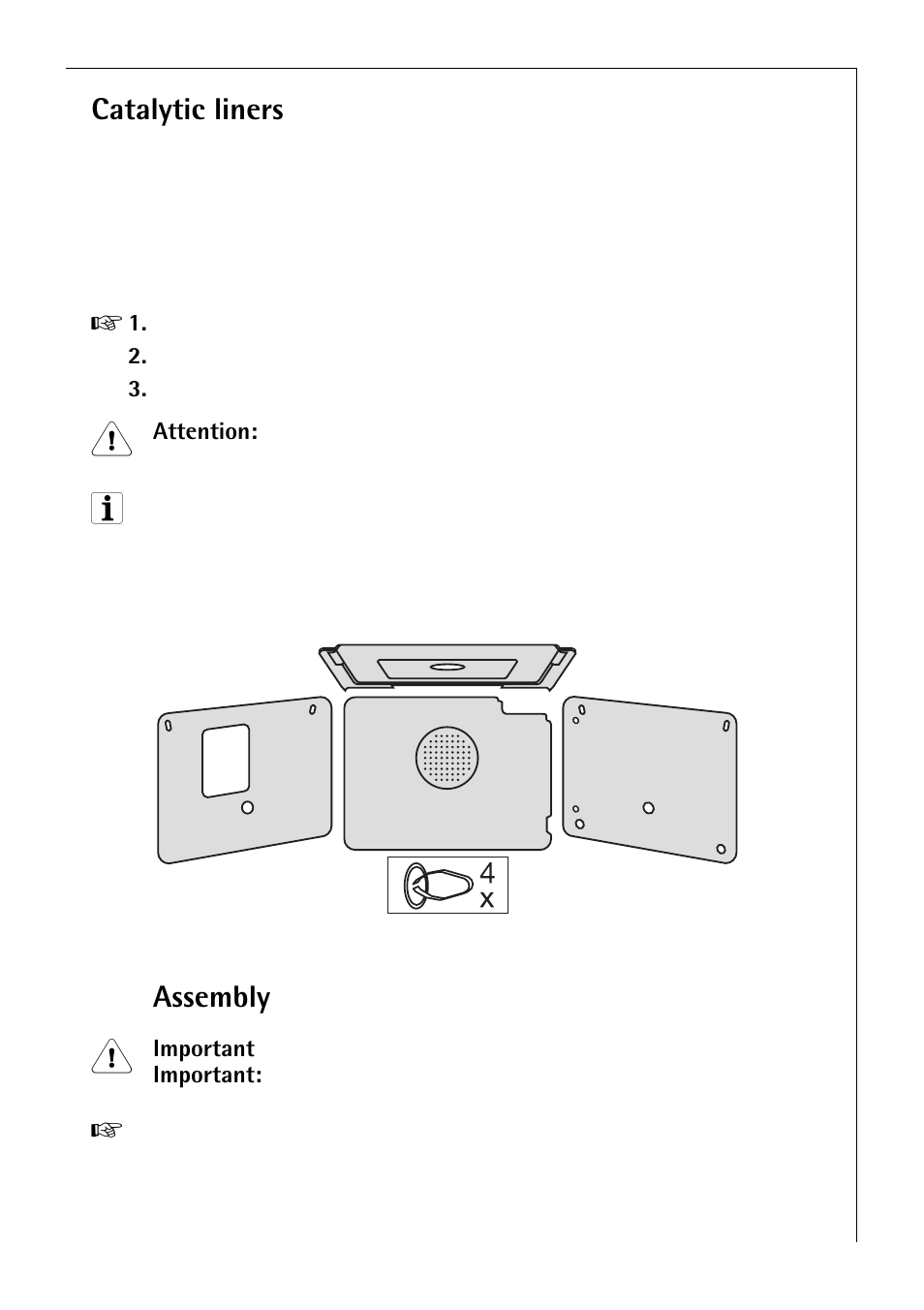 Catalytic liners, Assembly | Electrolux B 81005 User Manual | Page 53 / 76