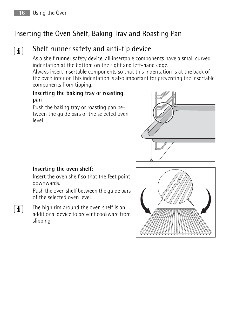 Shelf runner safety and anti-tip device | Electrolux E4401-5 User Manual | Page 16 / 64