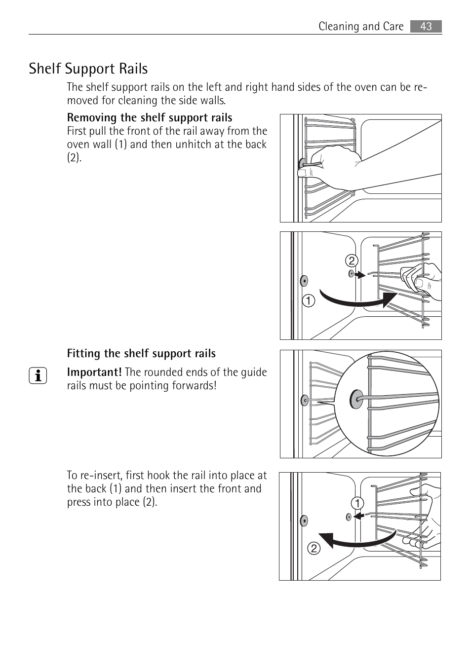 Shelf support rails | Electrolux E4401-5 User Manual | Page 43 / 64