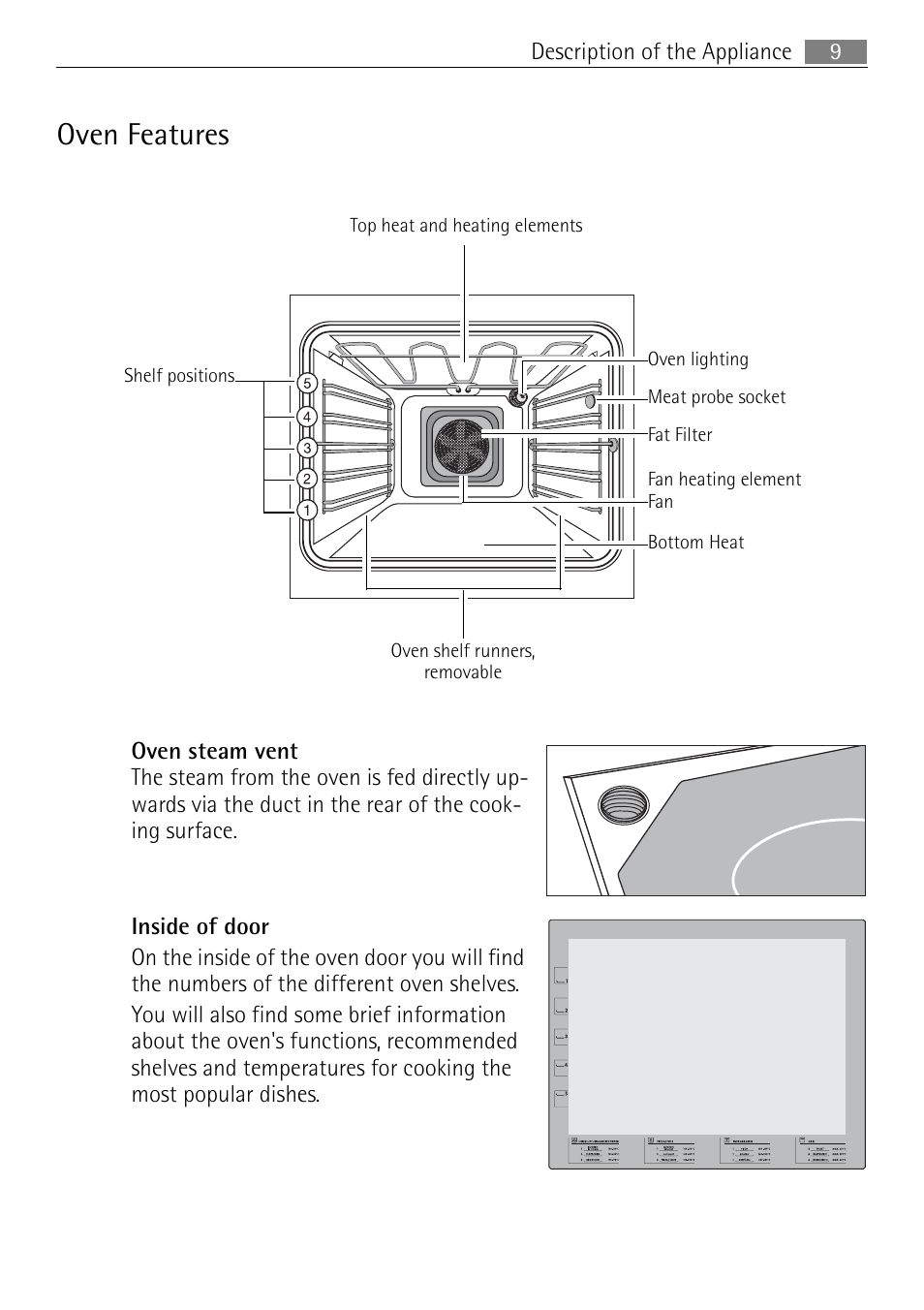 Oven features | Electrolux E4401-5 User Manual | Page 9 / 64