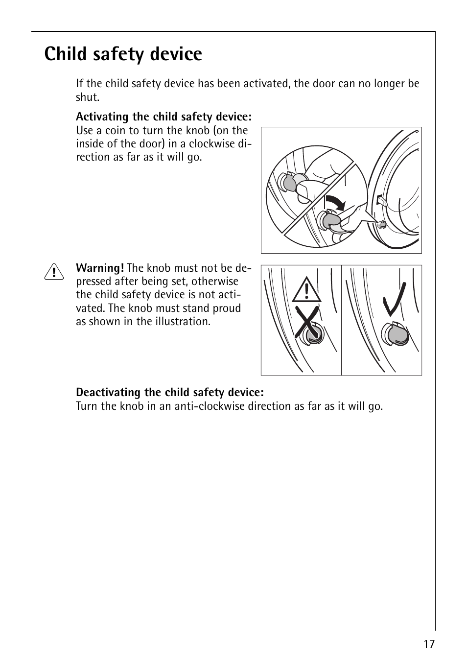 Child safety device | Electrolux LAVAMAT 74700 User Manual | Page 17 / 36