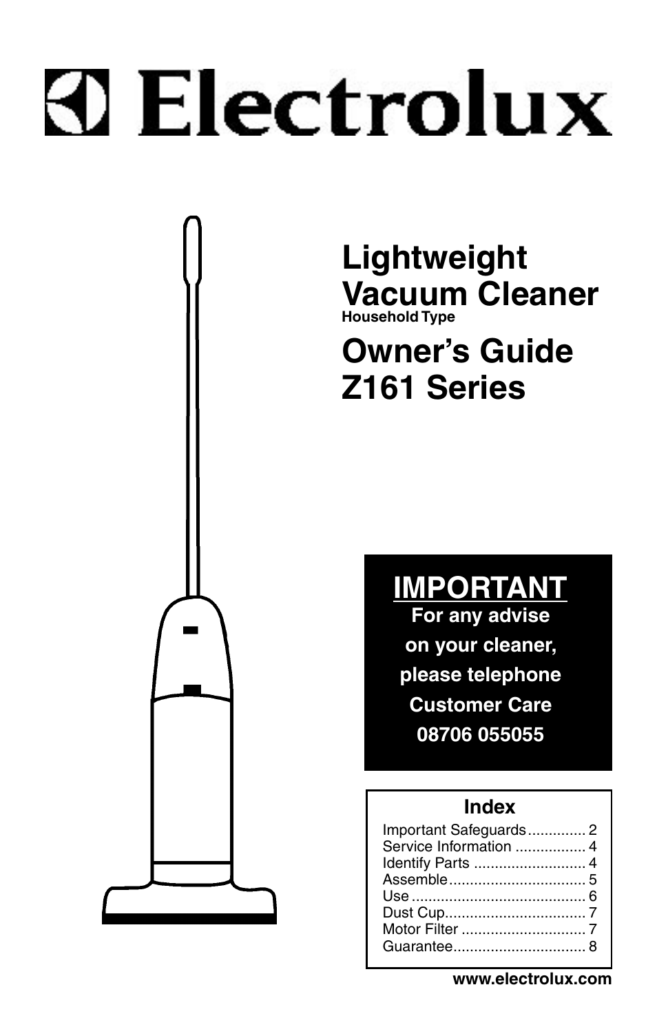 Electrolux Z161 Series User Manual | 8 pages