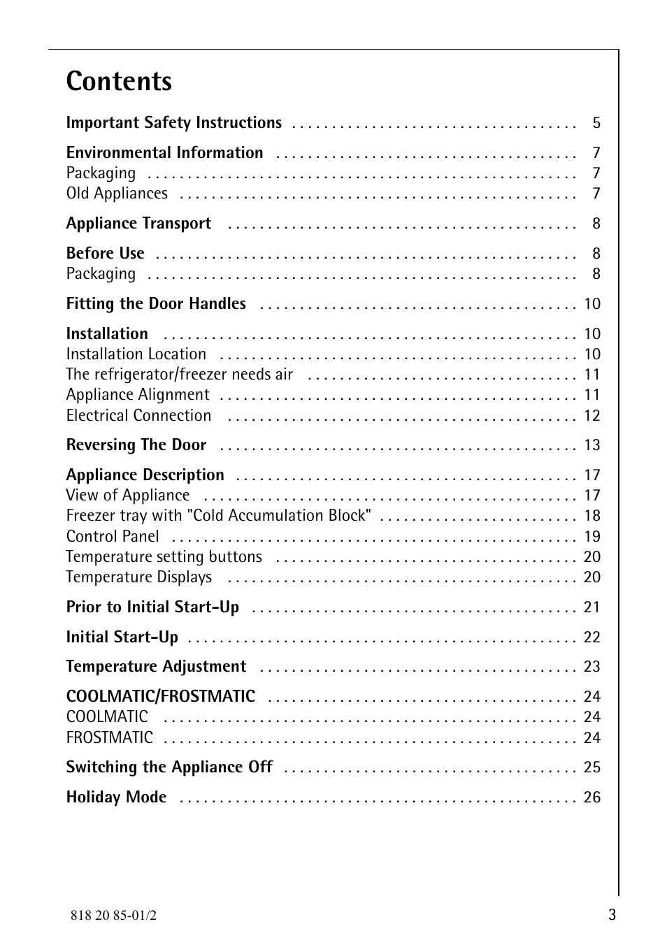 Electrolux 818 20 85 User Manual | Page 3 / 44