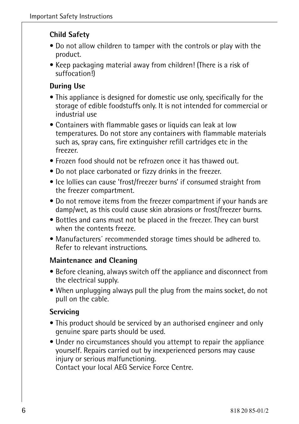 Electrolux 818 20 85 User Manual | Page 6 / 44
