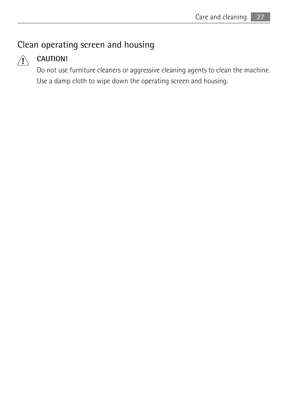Clean operating screen and housing | Electrolux LAVATHERM 58840 User Manual | Page 27 / 44