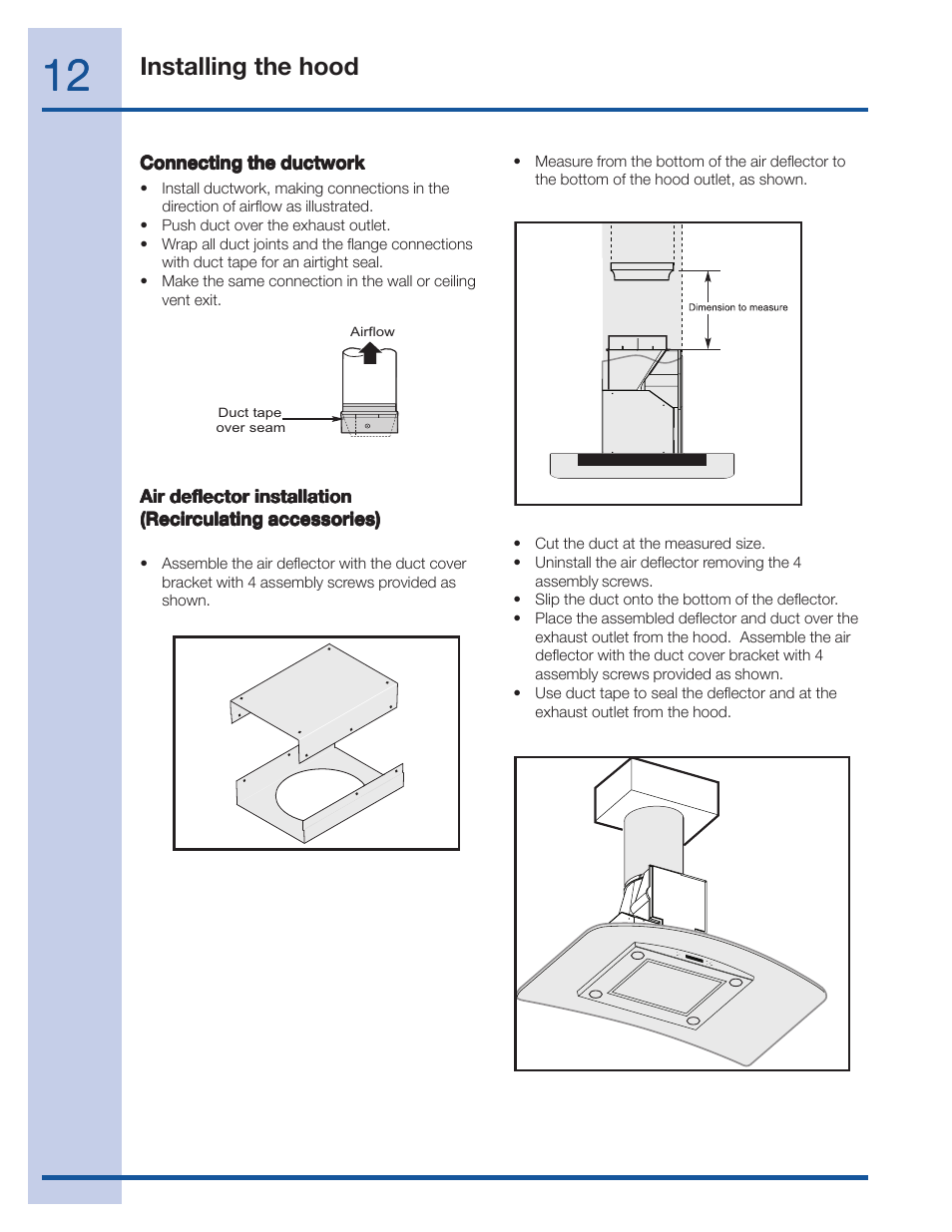 Installing the hood | Electrolux 36 User Manual | Page 12 / 19
