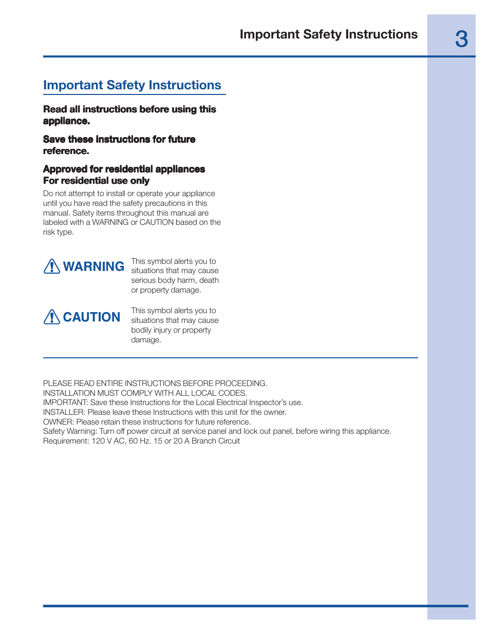 Important safety instructions | Electrolux 36 User Manual | Page 3 / 19