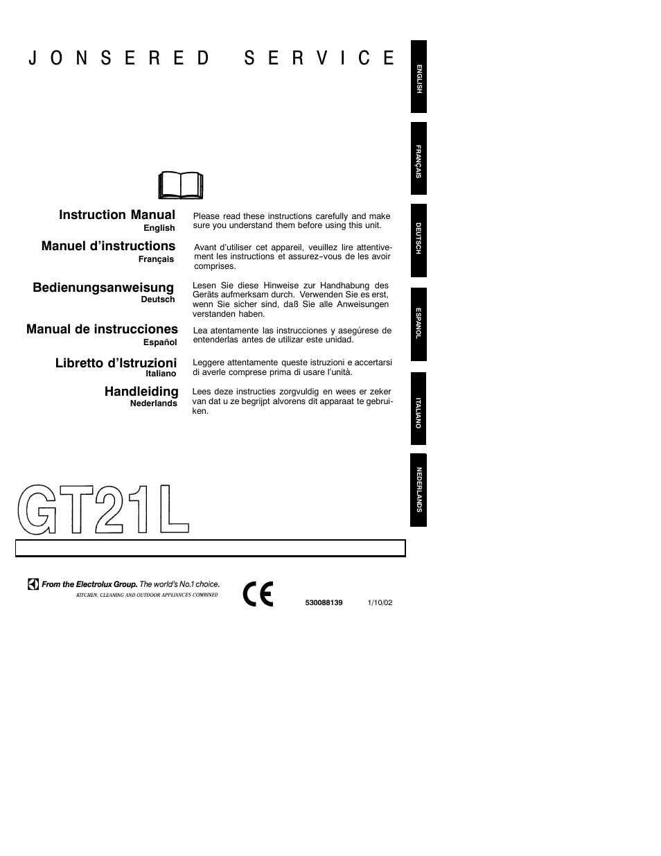 Electrolux GT21L User Manual | 12 pages