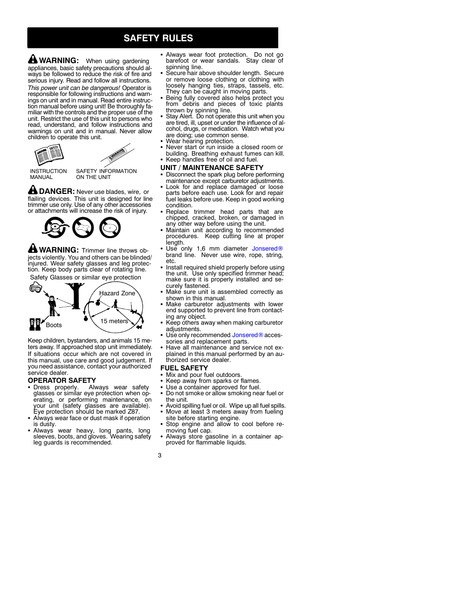 Safety rules | Electrolux GT21L User Manual | Page 3 / 12