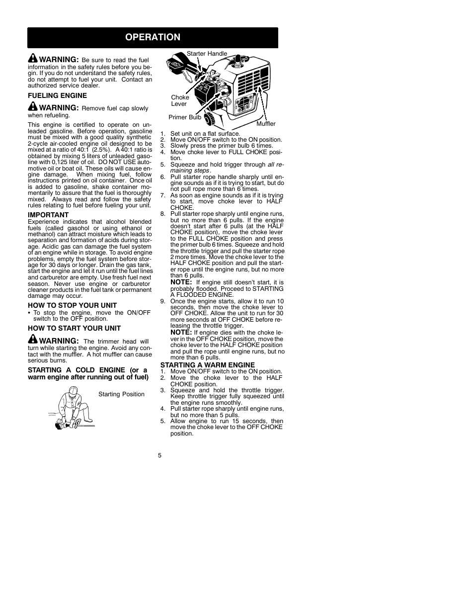 Operation | Electrolux GT21L User Manual | Page 5 / 12