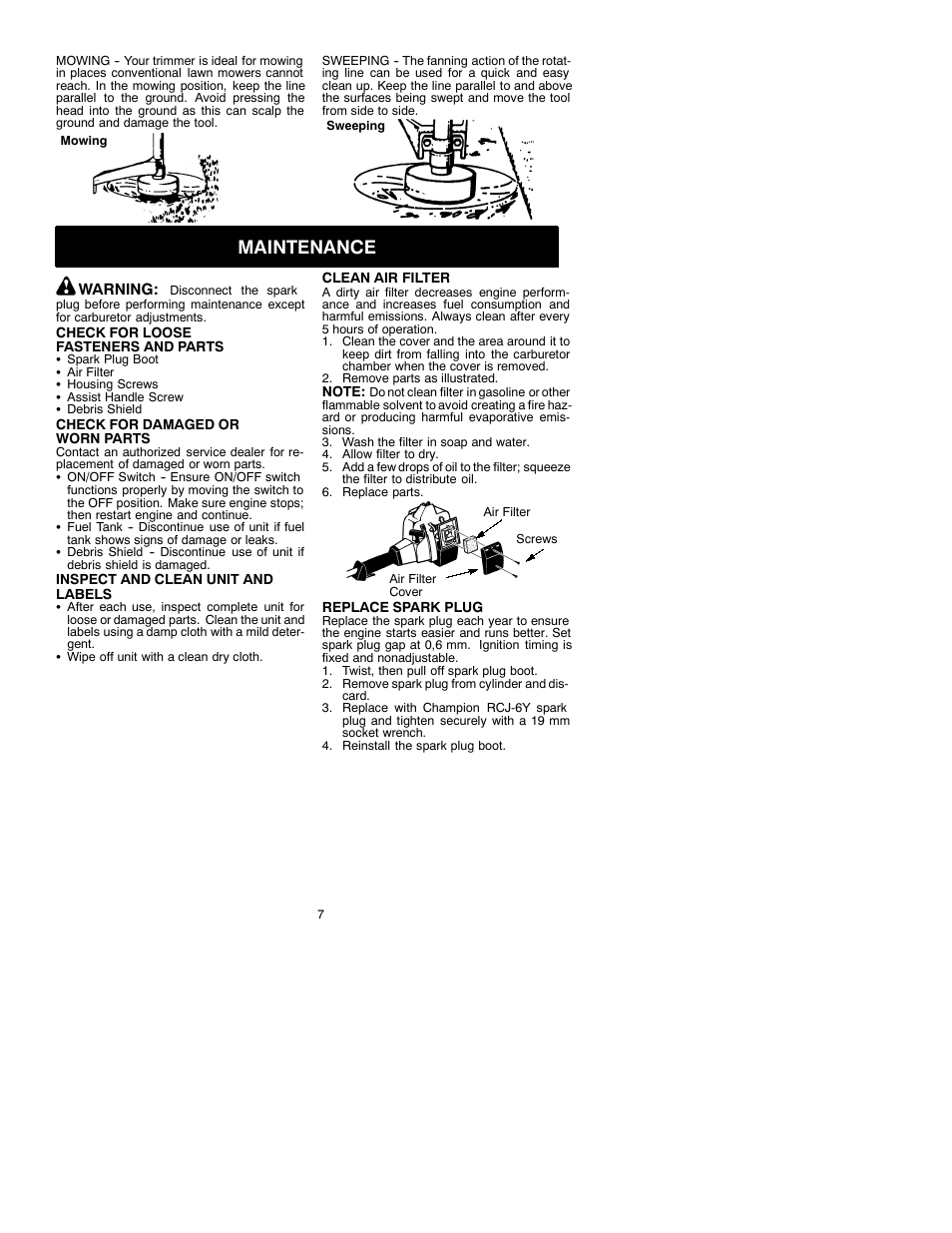 Maintenance | Electrolux GT21L User Manual | Page 7 / 12