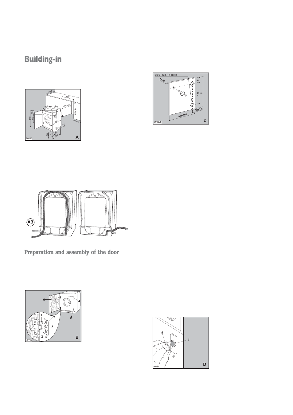 Building-in, Preparation and assembly of the door | Electrolux EWD 1409 I User Manual | Page 30 / 32