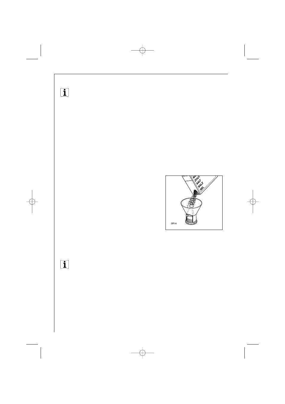 Filling with dishwasher salt | Electrolux 35085 VI User Manual | Page 14 / 48