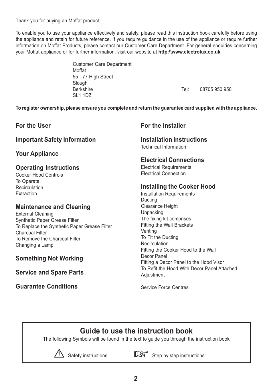Guide to use the instruction book | Electrolux MCH 662 User Manual | Page 2 / 20