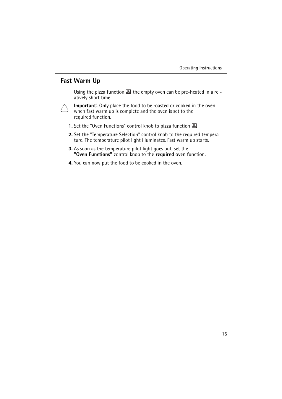 Fast warm up | Electrolux B 6139-m User Manual | Page 15 / 60