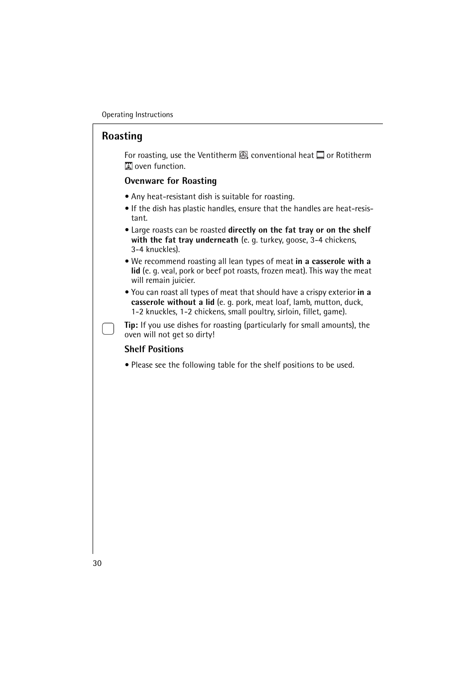 Roasting | Electrolux B 6139-m User Manual | Page 30 / 60