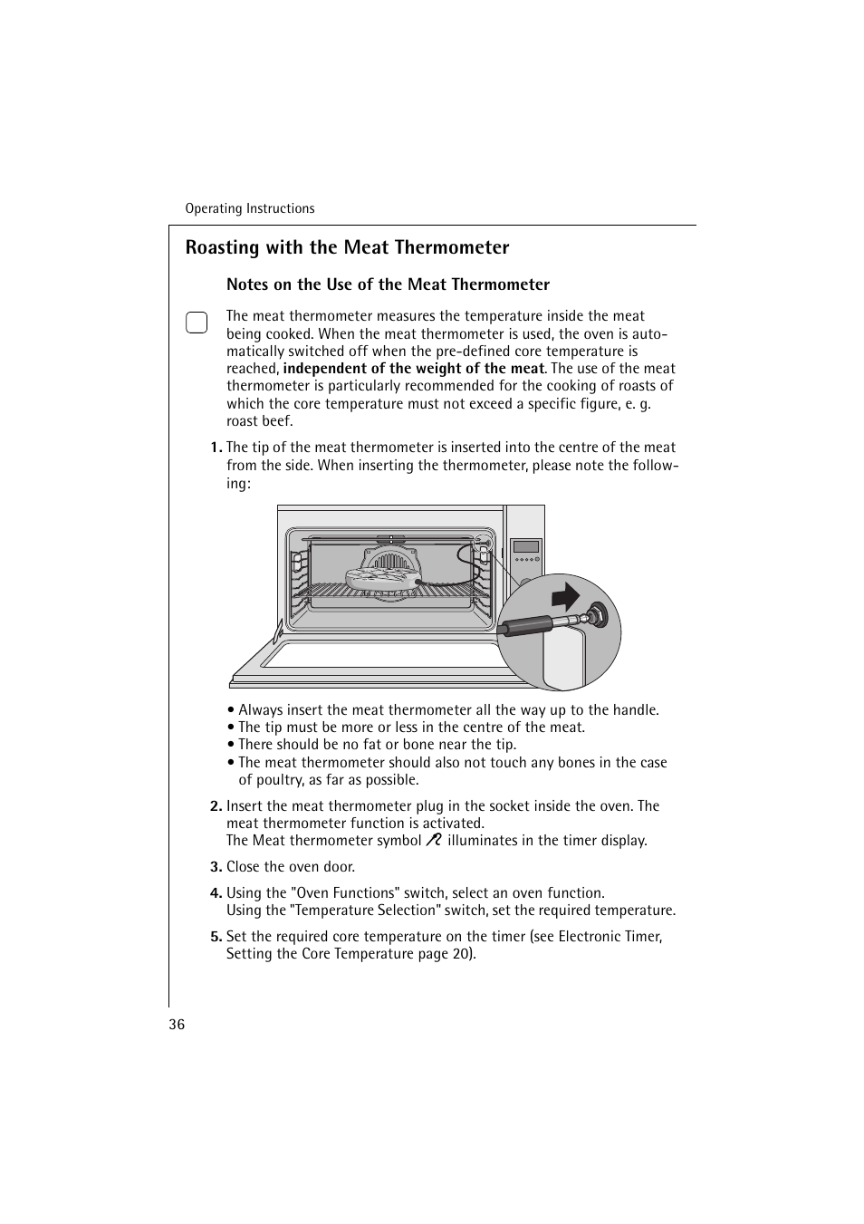 Roasting with the meat thermometer | Electrolux B 6139-m User Manual | Page 36 / 60