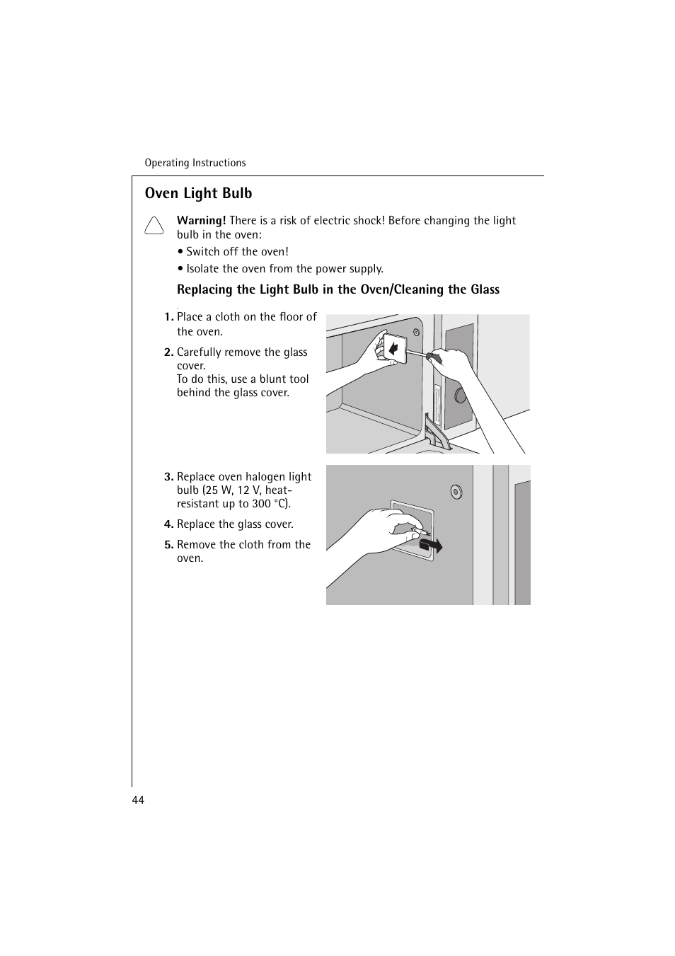 Oven light bulb | Electrolux B 6139-m User Manual | Page 44 / 60