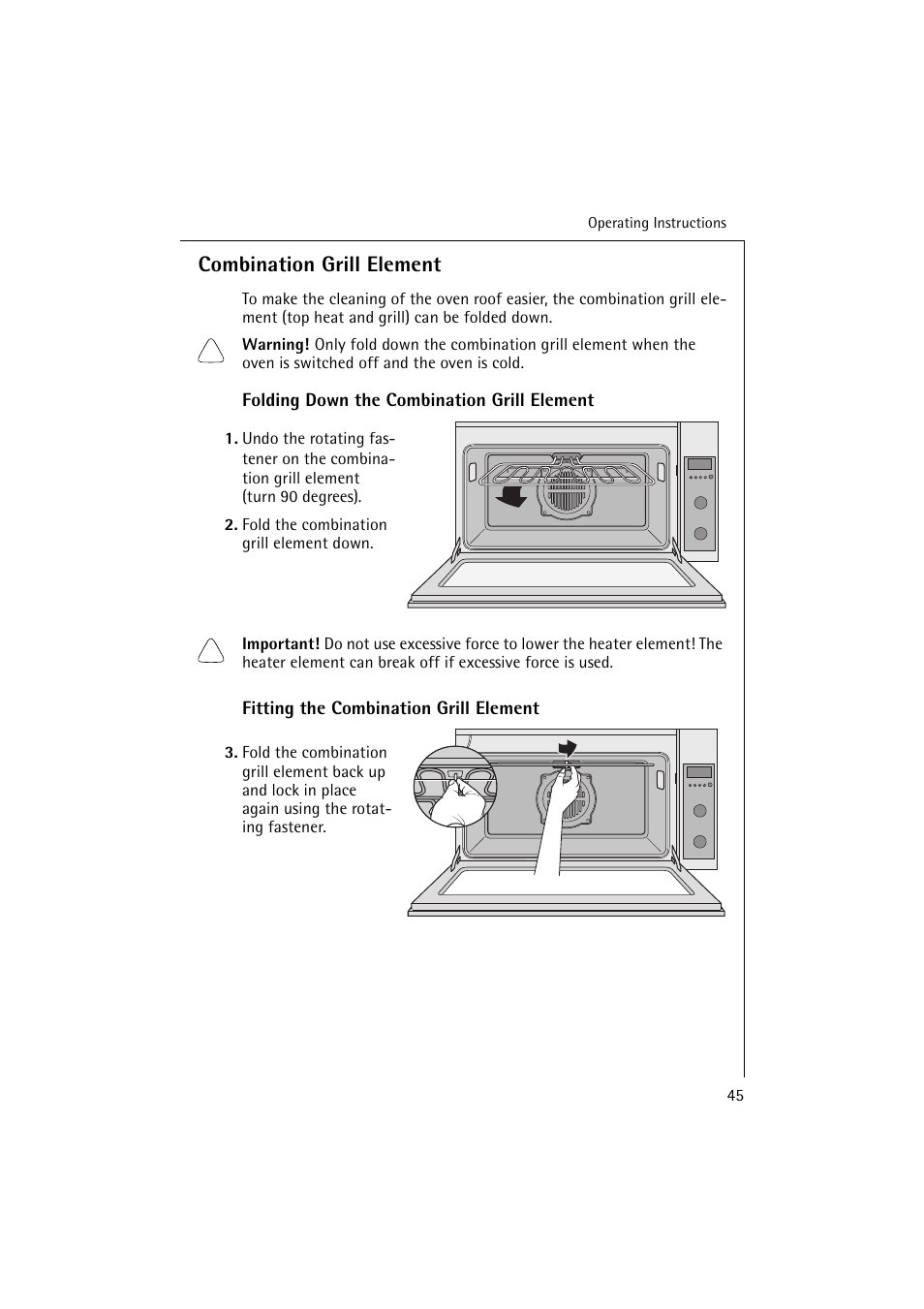 Combination grill element | Electrolux B 6139-m User Manual | Page 45 / 60
