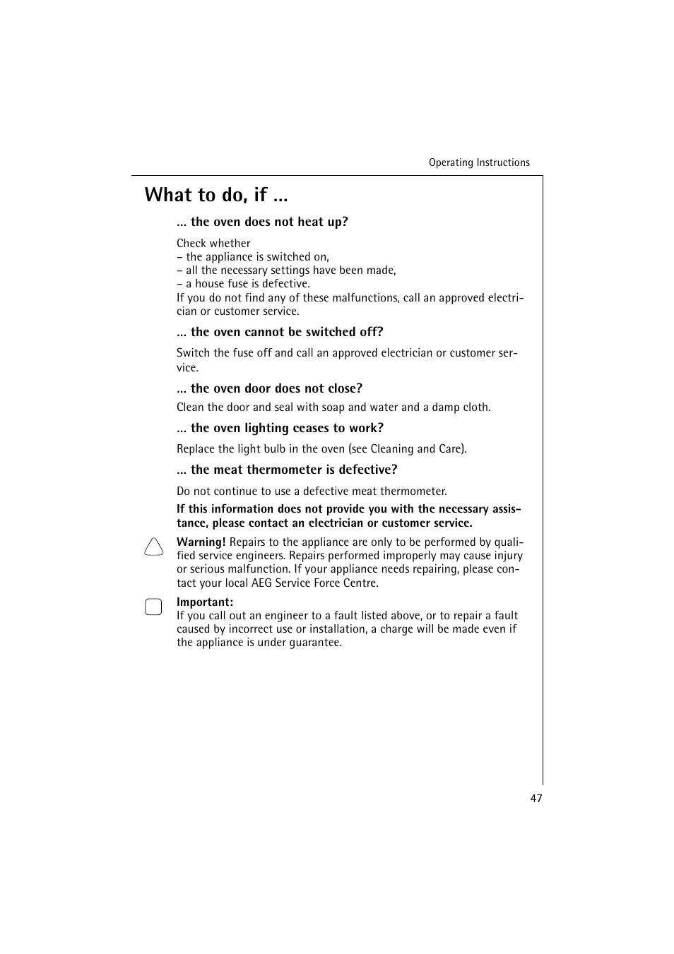 What to do, if | Electrolux B 6139-m User Manual | Page 47 / 60