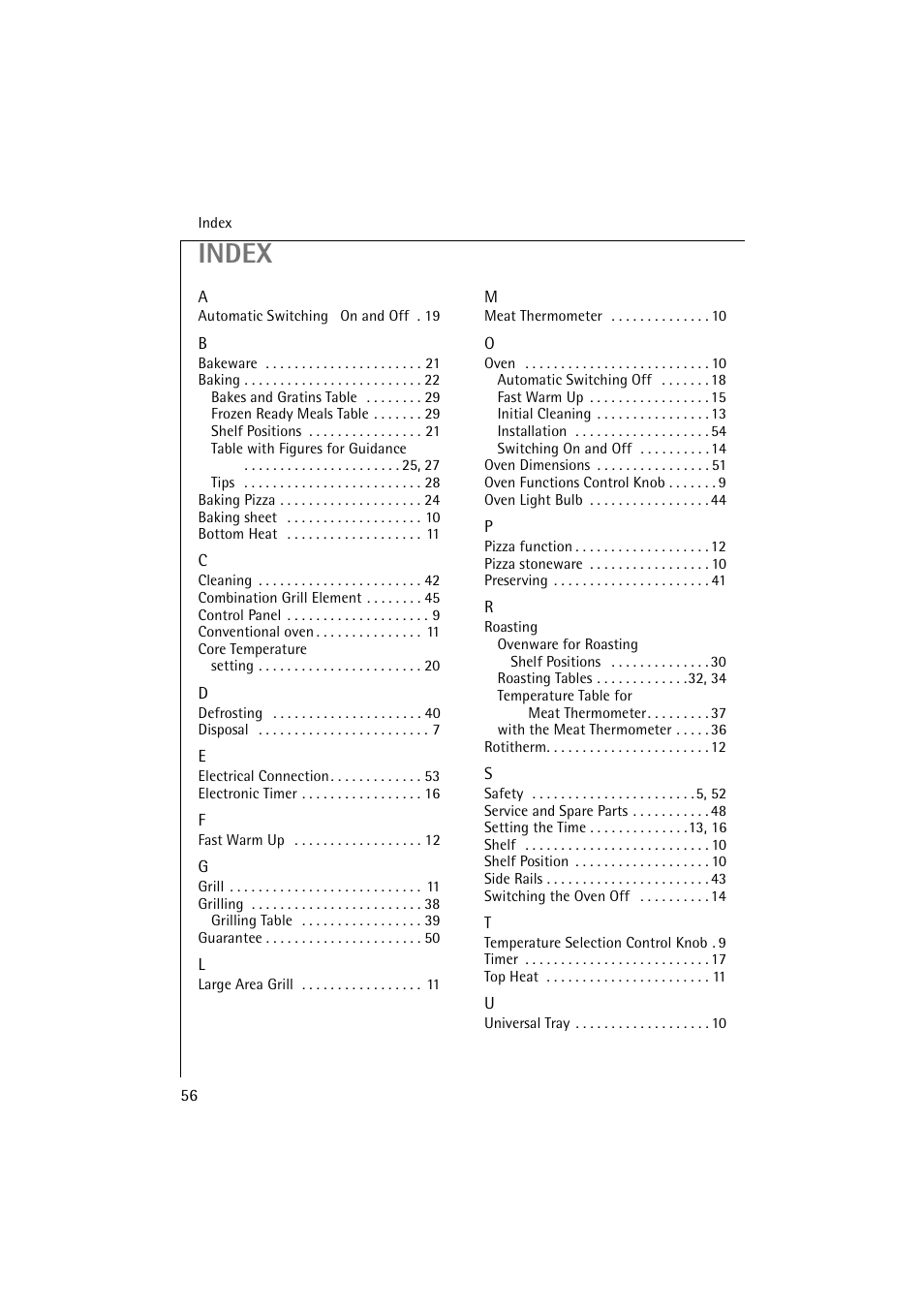 Index | Electrolux B 6139-m User Manual | Page 56 / 60
