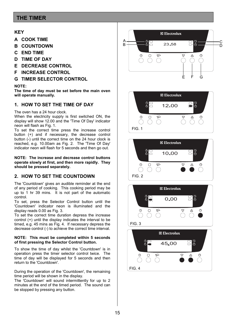 The timer | Electrolux EOD6390 User Manual | Page 15 / 52