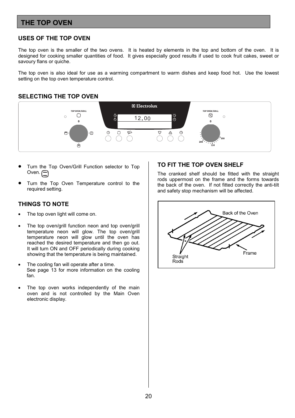 The top oven | Electrolux EOD6390 User Manual | Page 20 / 52