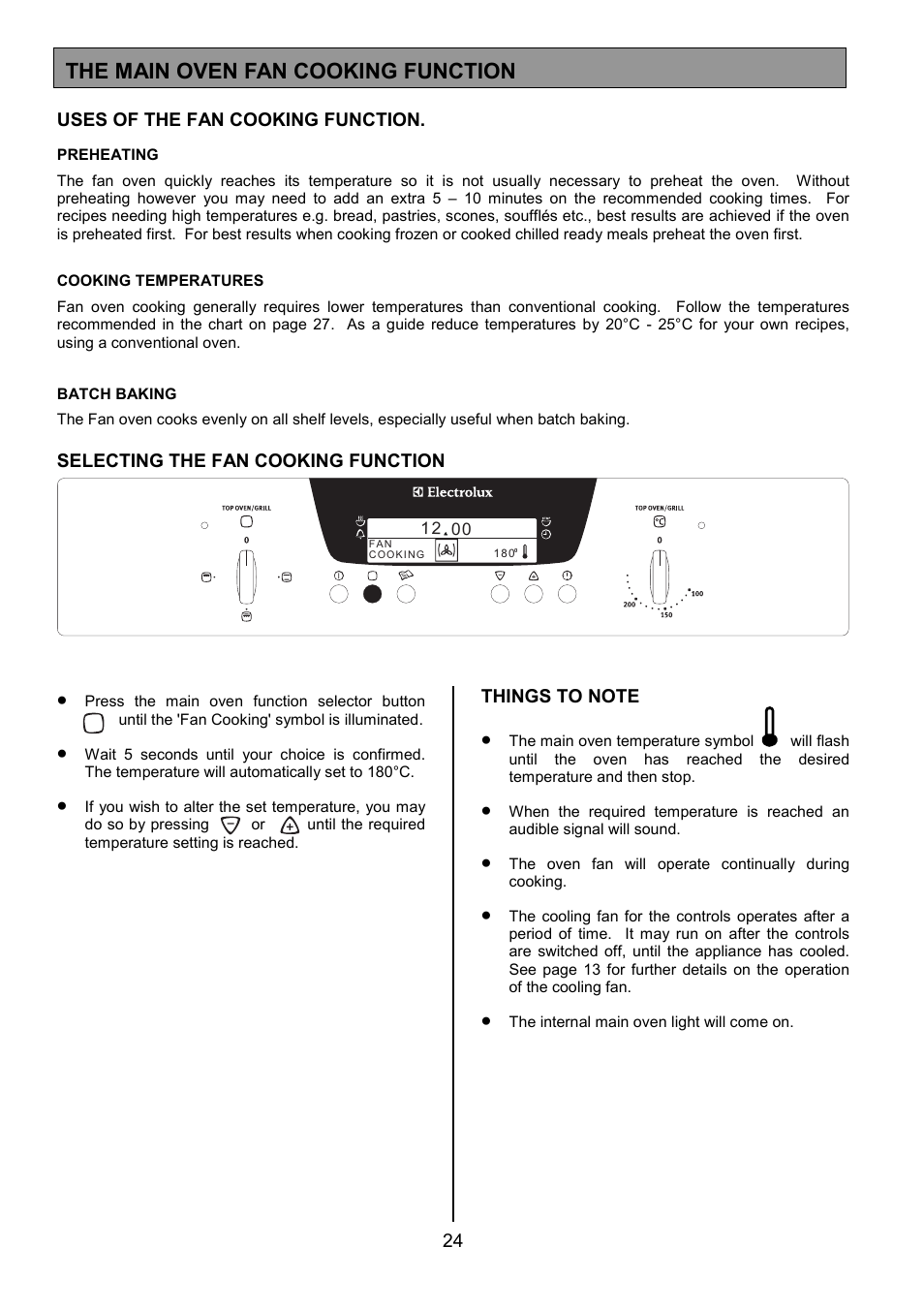 The main oven fan cooking function | Electrolux EOD6390 User Manual | Page 24 / 52